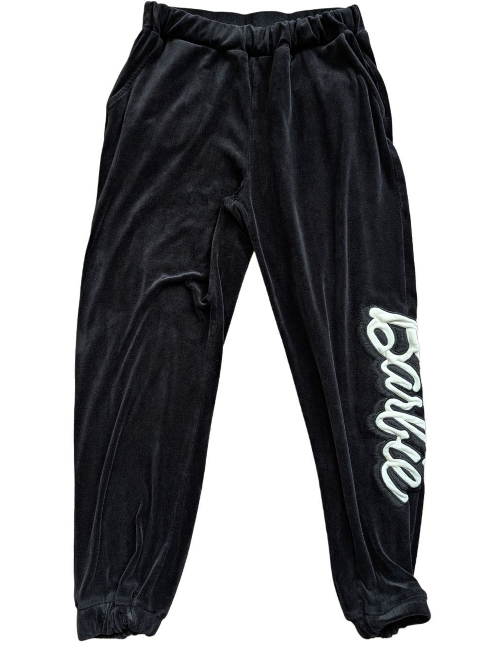 Forever 21 x Barbie Womens Black White Velour Jogger Sweatpants Size Small
